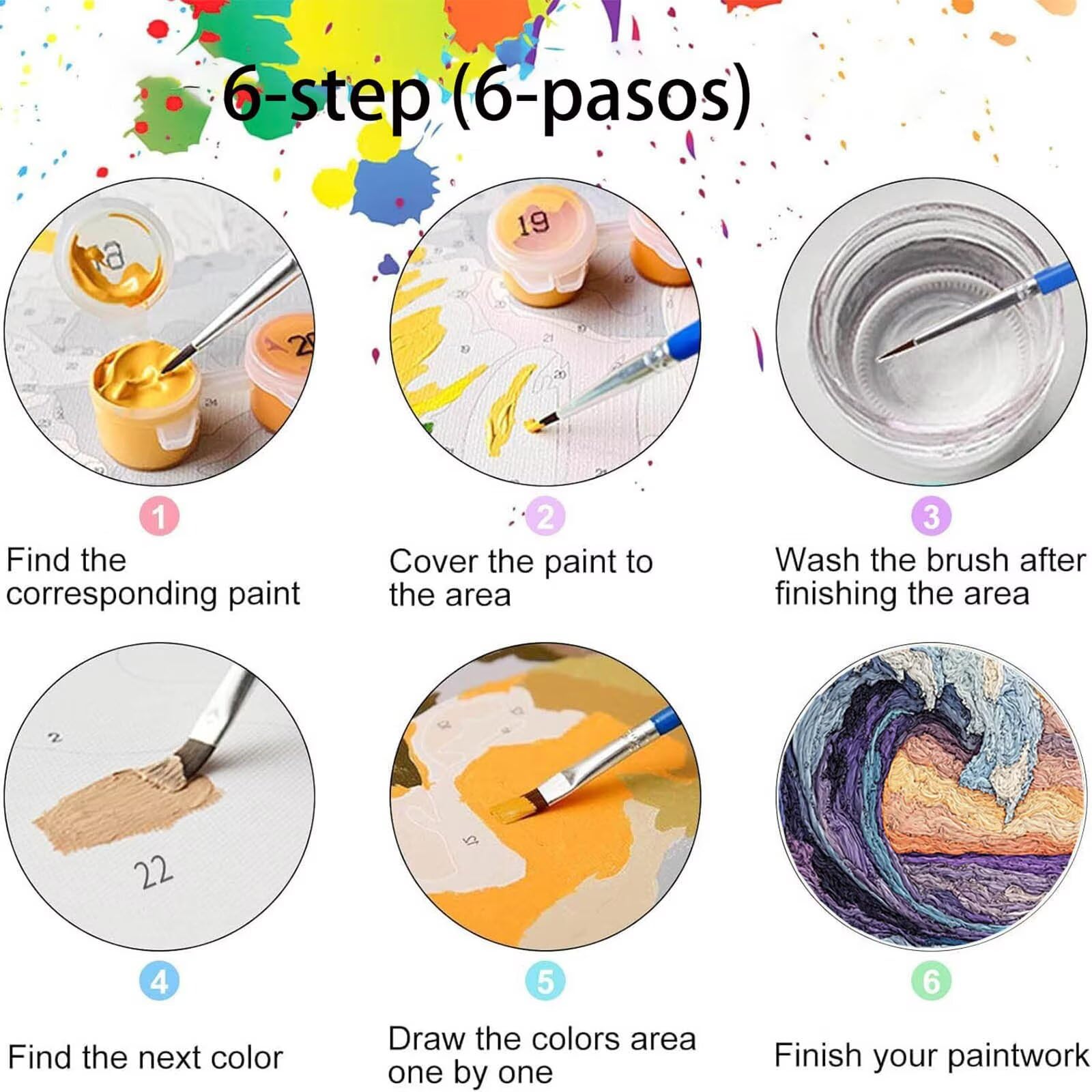 Pintar por Numeros Adultos Ola del océano, Pintar por Numeros Niños Kit Manualidades Adultos Paisaje Cuadros para Pintar por Numeros Pintura Acrílico, Cuadros Decoracion Salon Modernos 80X160cm 7w-3-P