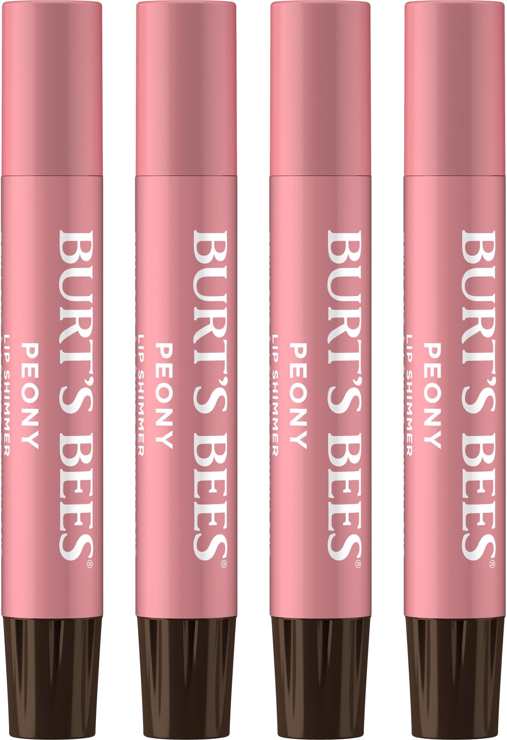 Shimmer Lip Tint Set, Tinted Lip Balm Stick, Moisturizing for All Day Hydration with Natural Origin Glowy Pigmented Finish & Buildable Color, Peony (4-Pack)