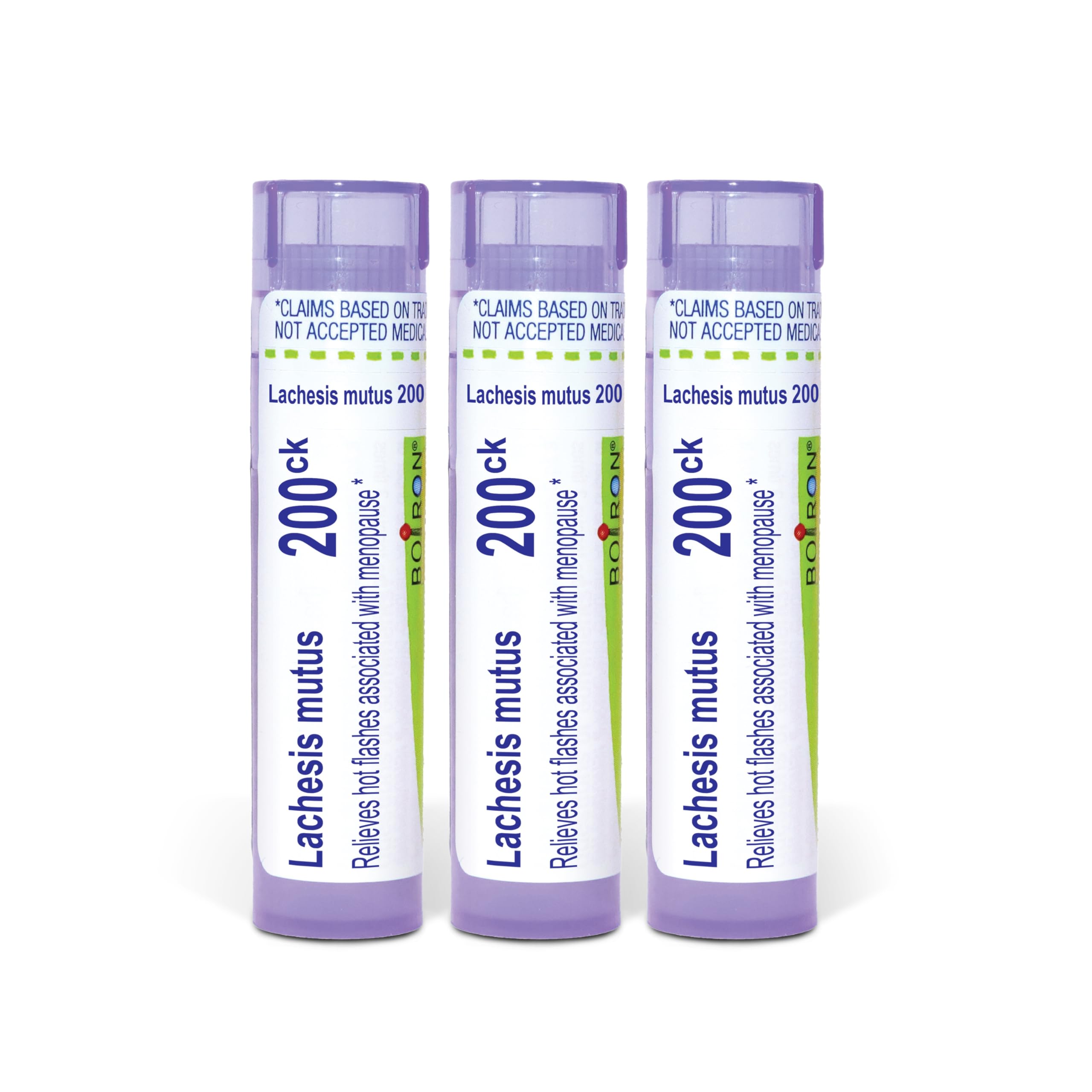Boiron Lachesis Mutus 200ck Homeopathic Medicine for Hot Flashes Associated With Menopause - Pack of 3 (240 Pellets)