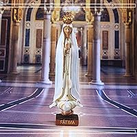 Vista 5 de Figura de Nuestra Señora de Fátima, figuras católicas de la Virgen De Fátima de 8 pulgadas, regalo de decoración religiosa de resina