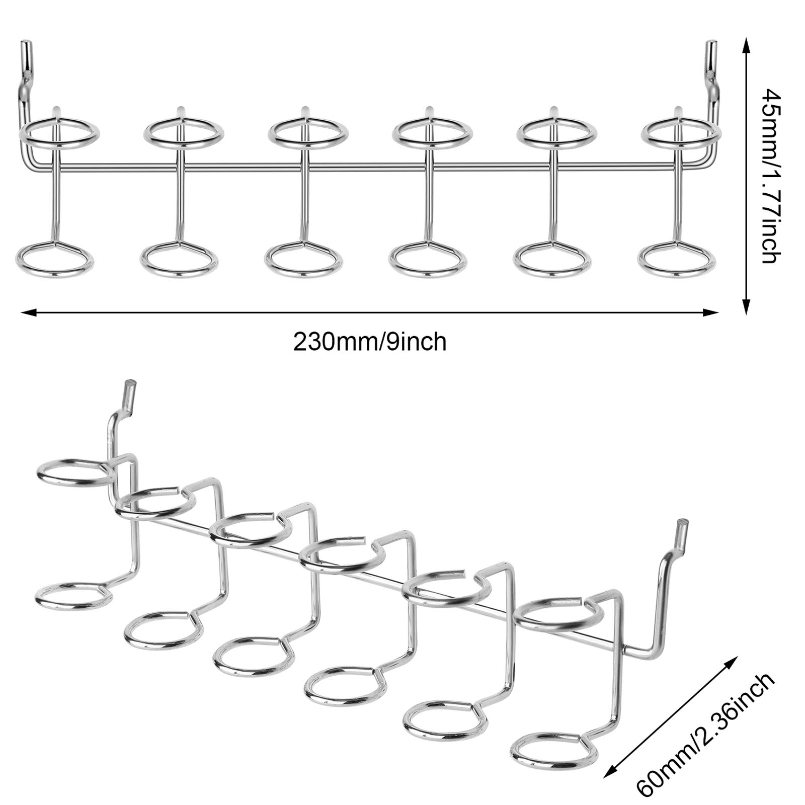 Ripeng Pegboard Screwdriver Holders Peg Board Organizer Accessories Multi Ring Tool Holders Six Tool Organizer Racks for Pegboard, Pliers(Silver,8 Pieces)
