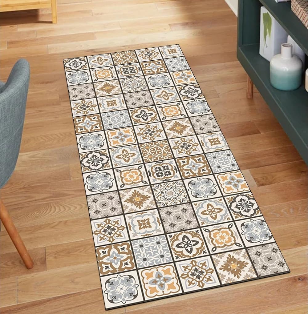 Alfombra antideslizante de pasillo beige de 110 x 220 cm para evitar caídas