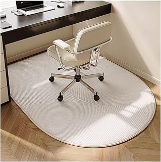 Alfombrilla antideslizante para silla de oficina para suelos de madera y azulejos, respaldo, ruedas, absorción de golpes y aislamiento acústico, 90 x 60 cm, color blanco, ideal para dormitorios y