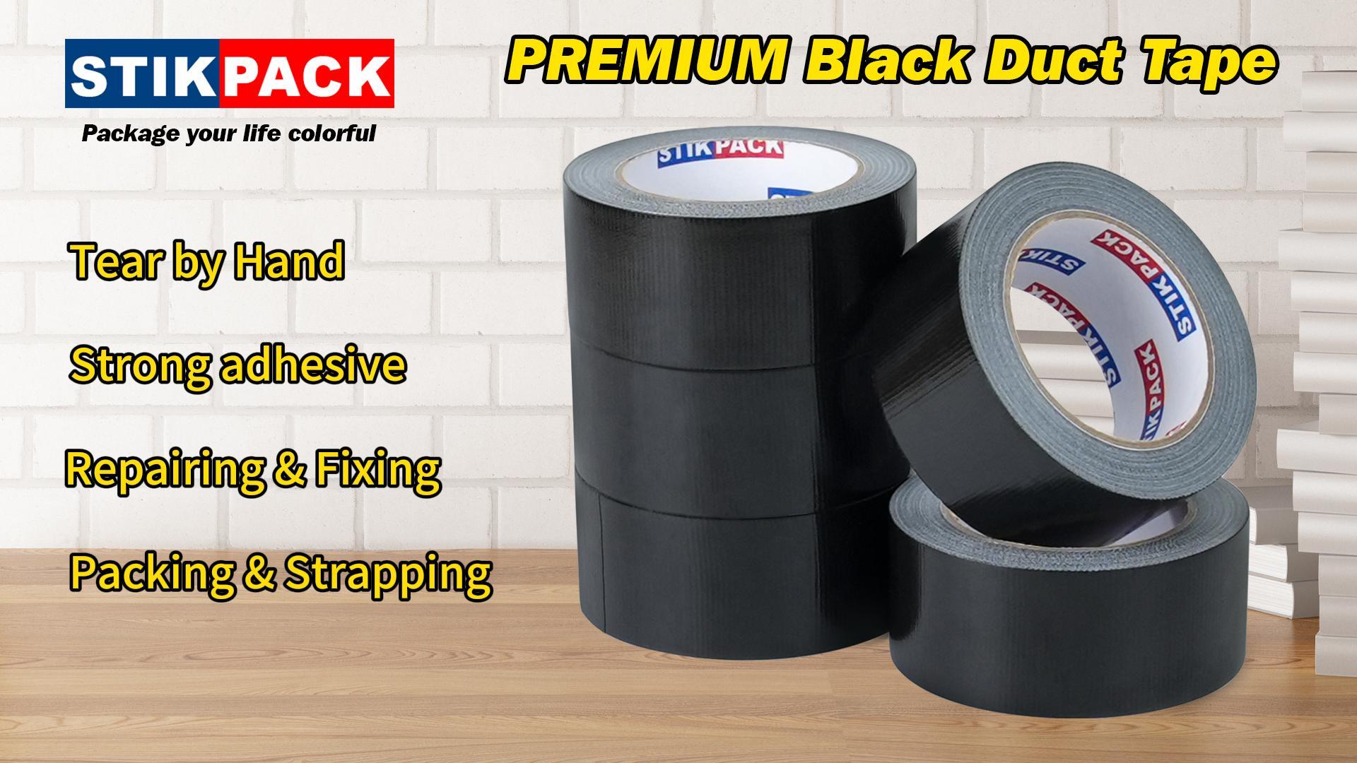 STIKPACK 5 Pack Black Duct Tape Heavy Duty, 2 Inches x 30 Yards