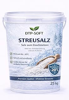 Streusalz 25kg Auftausalz im Eimer - Salz zum Eisschmelzen für Gehwege, Einfahrten und Winterdienst - rieselfähiges Tausalz mit NaCl min. 94%