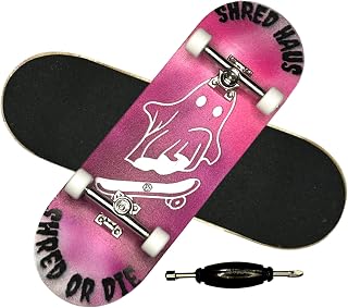 Complete Fingerboard - Ghost | Professional Board Shape and Size - 32mm x 98mm | Bearings, Wheels, Trucks, Lock Nuts | Wooden Board, Pro Series Finger Board, Finger Skateboards