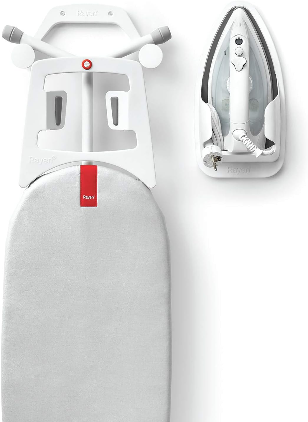 Rayen White Ironing Board Hanger | with Heat Insulator Universal | 2 Product in 1 | Measurements: 17.1x12.3x5.9, 17.1 x 12.3 x 5.9