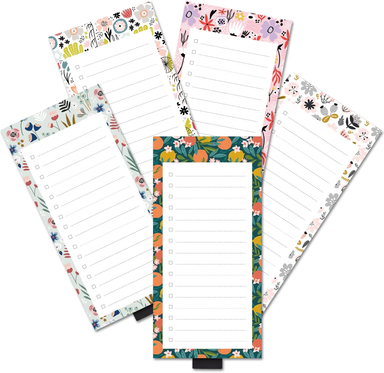 5 Pack Scandi Minimalist Vintage Floral Notepads with Pen