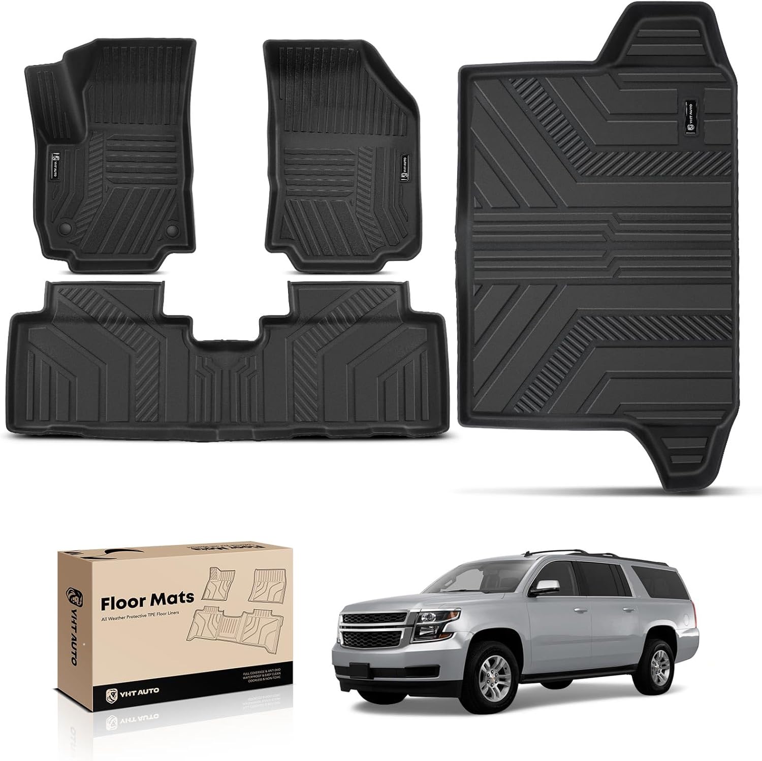 YHTAUTO Floor Mats & Cargo Liners Fit for Chevrolet Equinox & GMC Terrain 2018-2024, TPE Rubber All Weather Floor Liner Terrain Accessories Odorless Car Mat 4PCS Full Set Mats