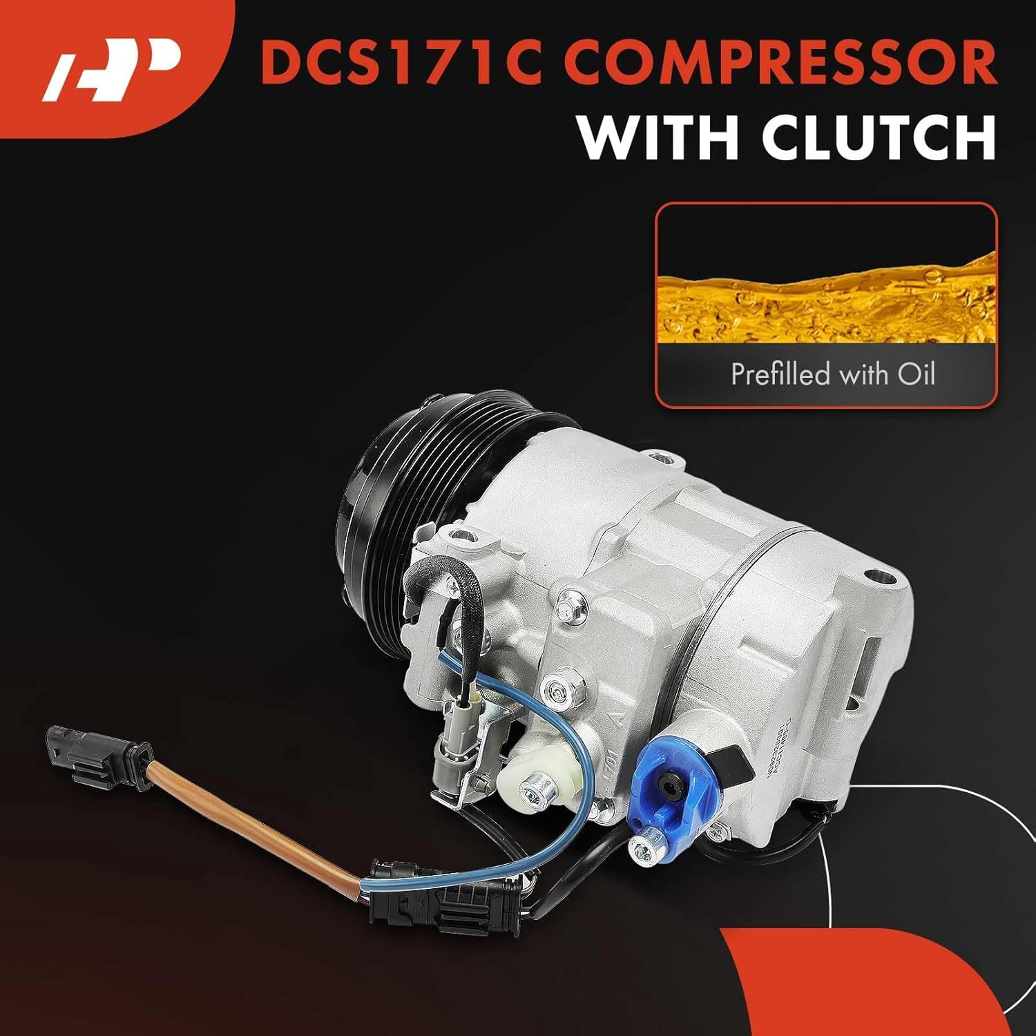 A-Premium Air Conditioner AC Compressor with Clutch Compatible with Mercedes-Benz E350 3.5L 2012, W212 Series E300 3.5L 2012, with 6 Grooves Pulley, with 6SBU16C Compressor