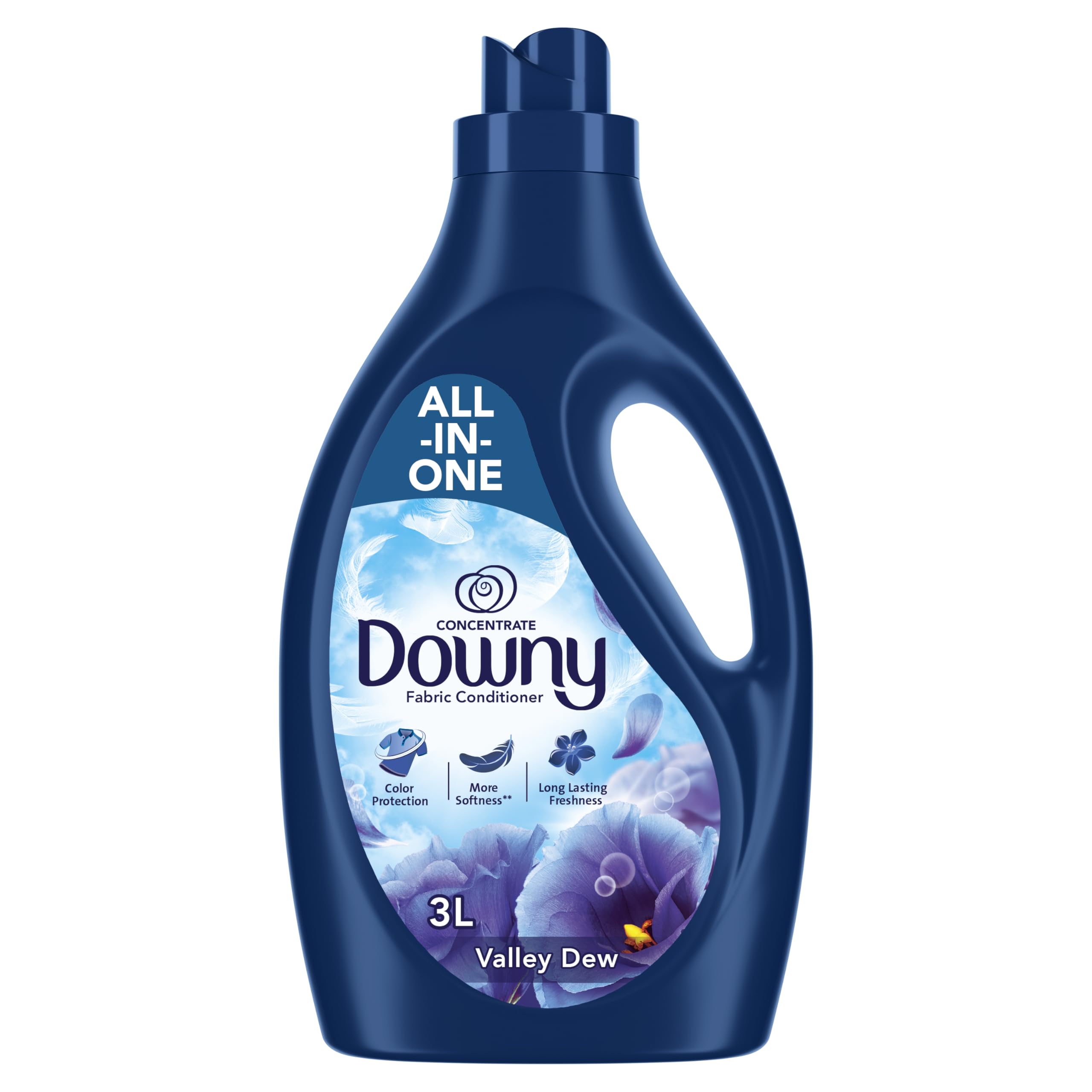 Downy Fabric Conditioner, Concentrate, Valley Dew Variant, Color Protection, More Softness, Longer Lasting Freshness, 3L