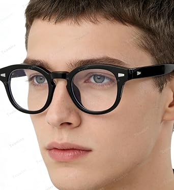 Johnny Depp Round Glasses for Women Men Vintage Circle Thick Frame Eyeglasses Non Prescription Glasses Clear lens Eyewear