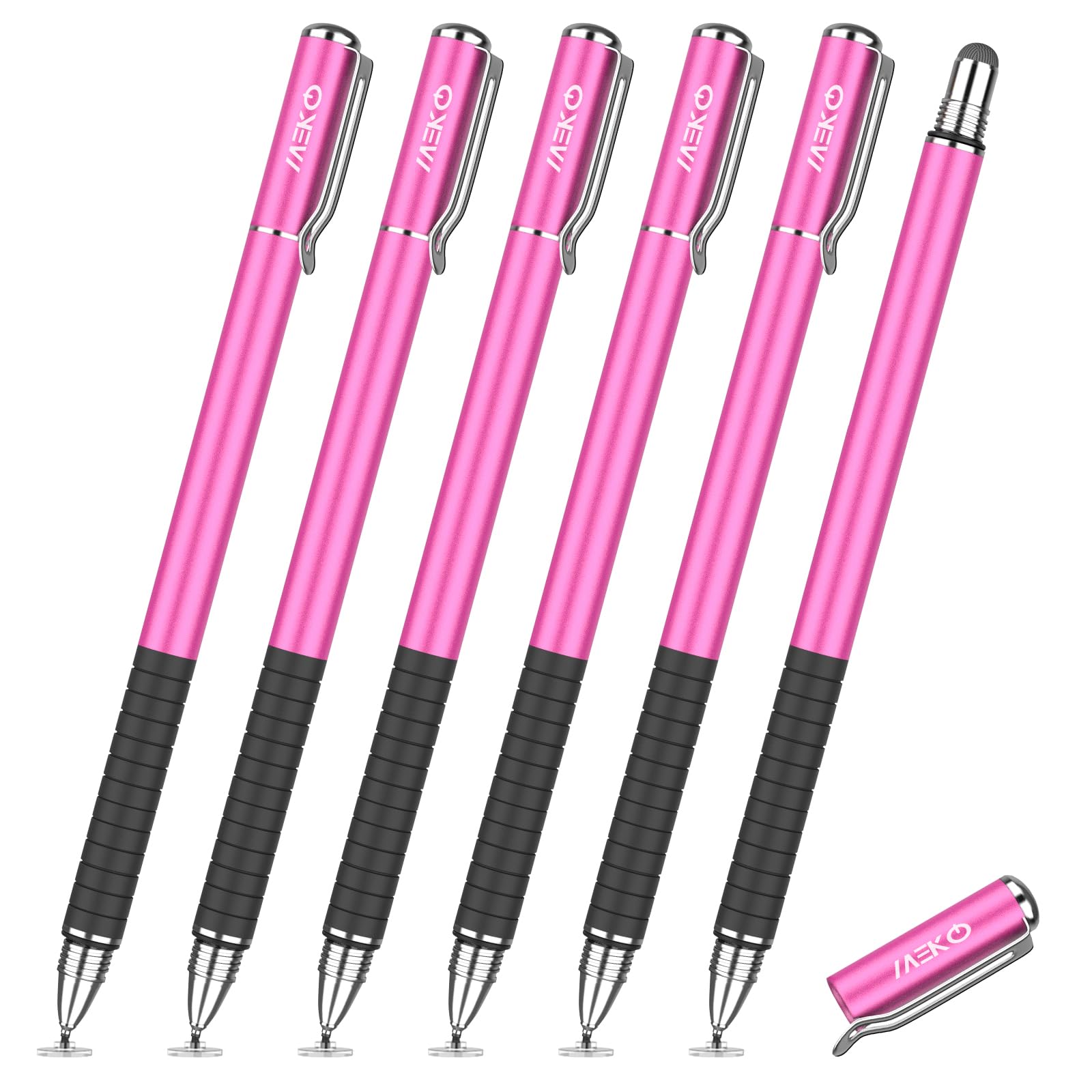 MEKO 6 lápices capacitivos para pantalla táctil, lápiz capacitivo 2 en 1 de alta sensibilidad y precisión para iPad, iPhone, Android, smartphone, tragaluz y tabletas, compatible con todos los