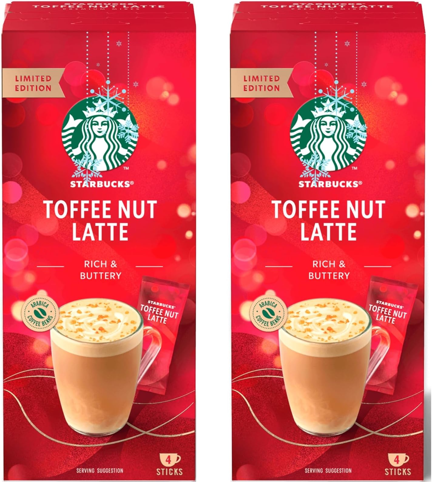 Starbucks Toffee Nut Latte Limited Edition Premium Instant Coffee 2 Pack Bundle