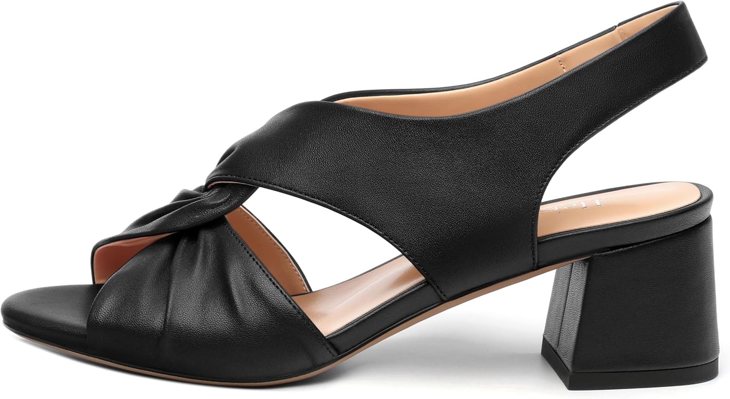 Womens Chunky Block Heels Sandals,Round Open Toe High Heeled Sandals,matte Slip On Ankle Strap Mid Sandals,leisure Dress Party Wedding Shoes 2 In - Image 2