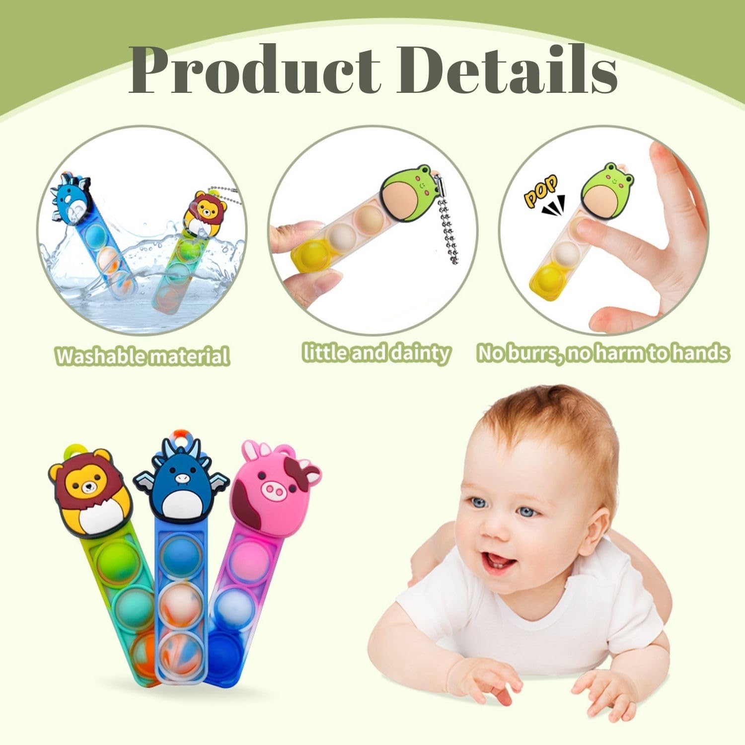 Yeefunjoy 32PCS Mini Pop Push It Fidget Toy Portachiavi, giocattolo manuale con bolle da premere stile, Silicone Poppet Bubble Giocattoli Antistress per Autismo bambini e adulti