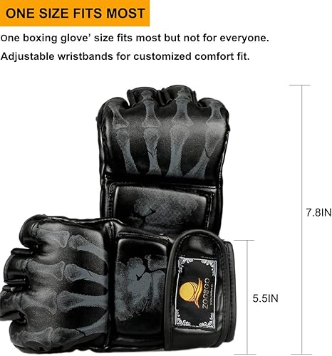 Miniatura 2 de ZooBoo MMA Gloves, Half-Finger Boxing Fight Gloves MMA Mitts with Adjustable Wrist Band for Sanda Sparring Punching Bag Training