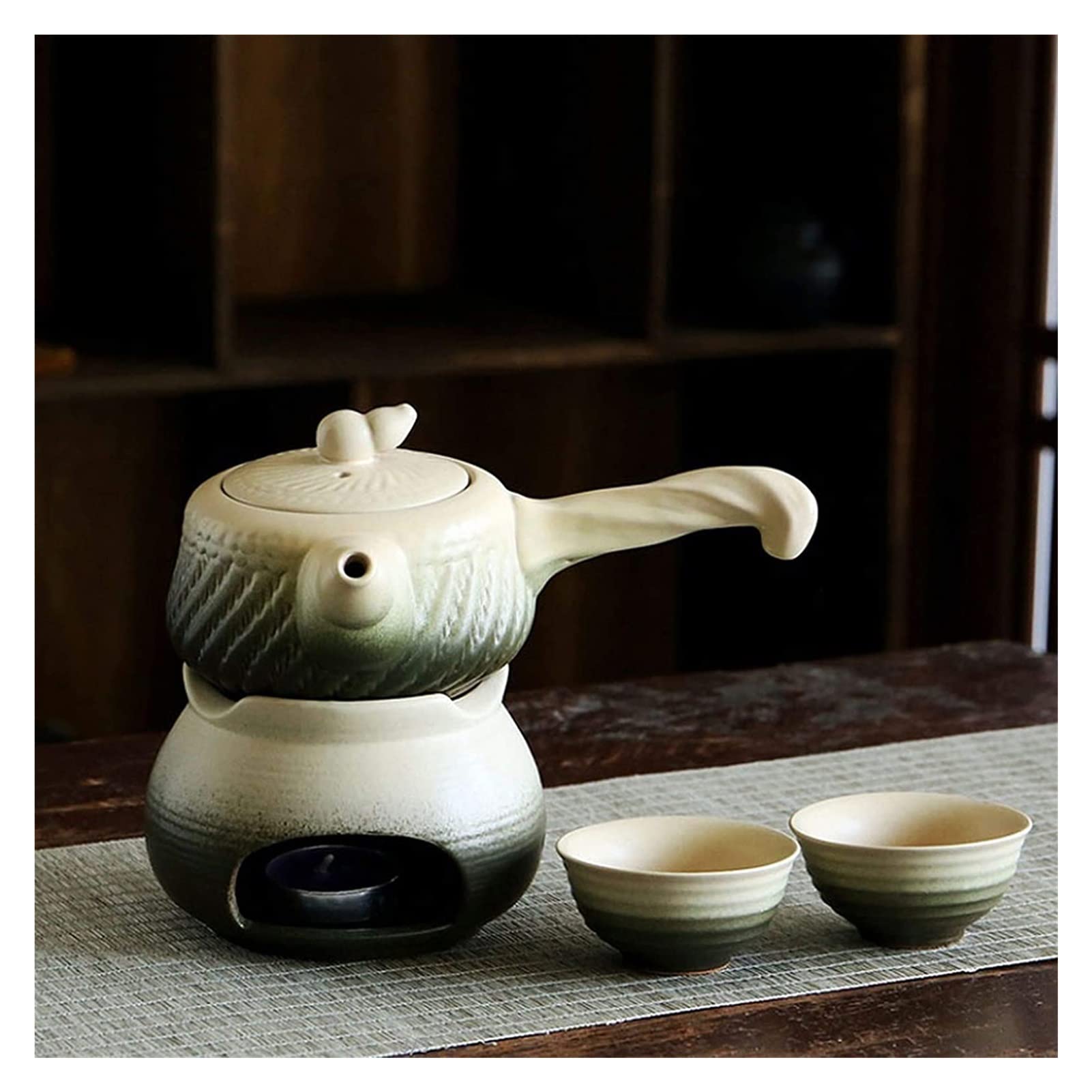 Tasse à saké traditionnelle, verres à vin en céramique, ensemble à saké japonais, bouteille de saké à poignée latérale, ensemble chaud traditionnel en céramique, 4 pièces, poêle à bougie, 1 saké japon