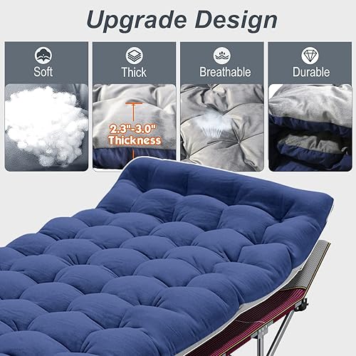 Miniatura 7 de ABORON Cama de invitados plegable resistente para adultos, capacidad de 500 libras, catre extra portátil con doble capa 1203D, ideal para estancias