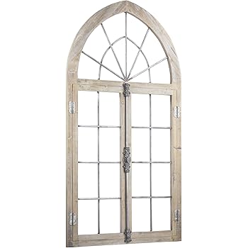 Amazon Com American Art Decor Wood And Metal Arched Window Door Wall Decor Farmhouse Decor 52 Home Kitchen