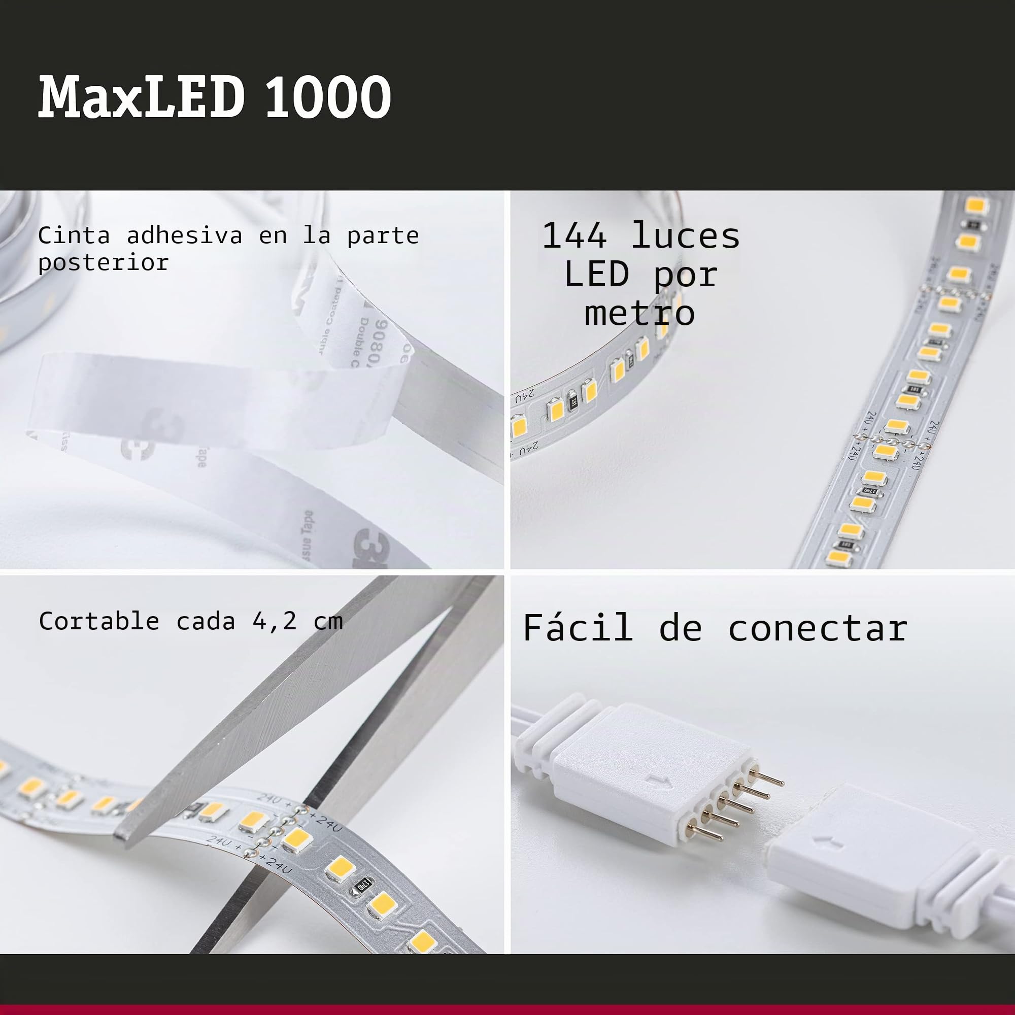 Paulmann 70588 LED Stripe MaxLED 1000 Basic Set 3m Blanco Cálido 40W 230/24V 75VA Plateado 70588 LED Strip Tira de Luz Tubo de Luz