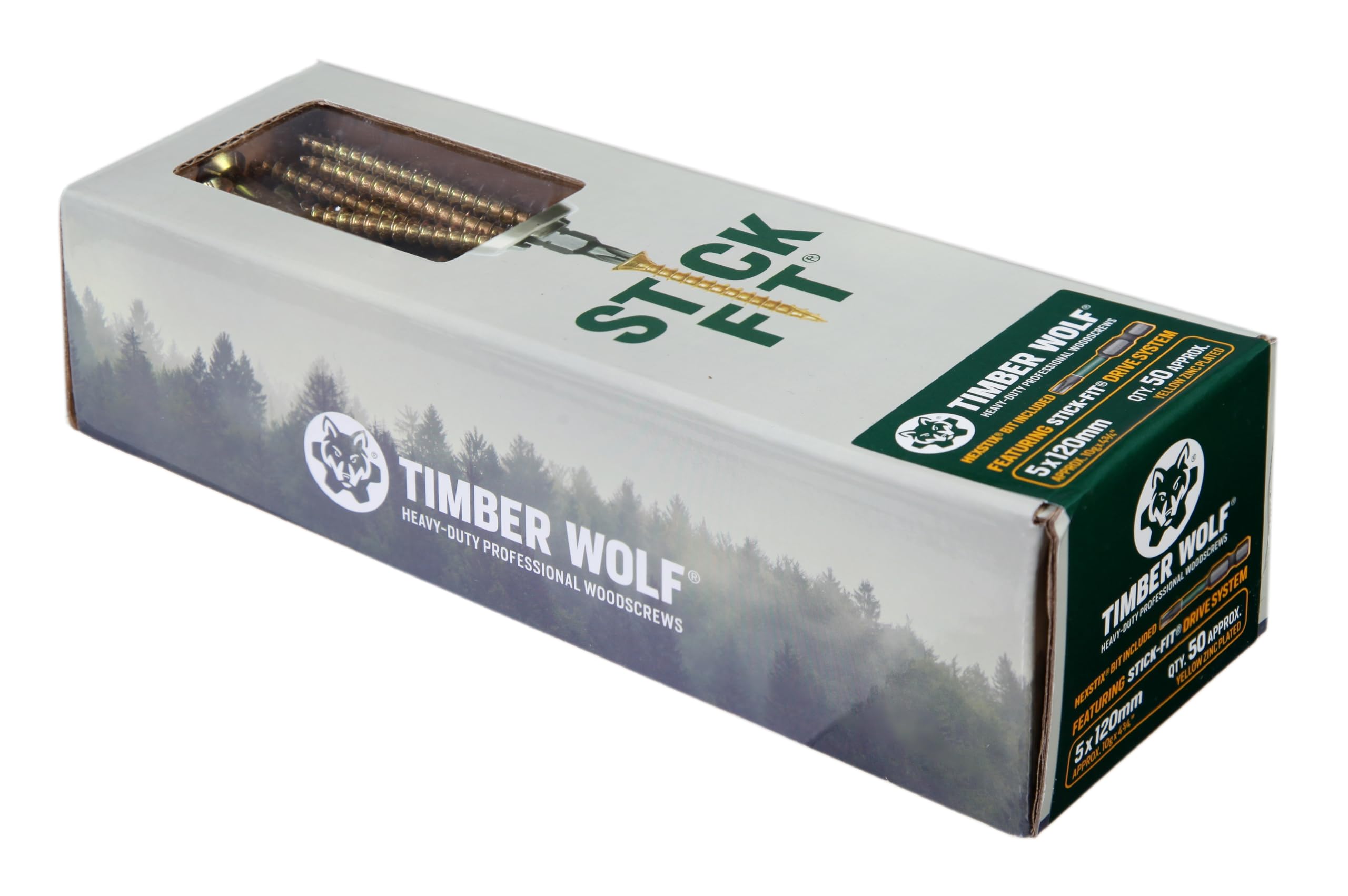 Timber Wolf Zinc & Yellow (Gold) Woodscrews - 5.0 X 120Mm - Box Of 50,