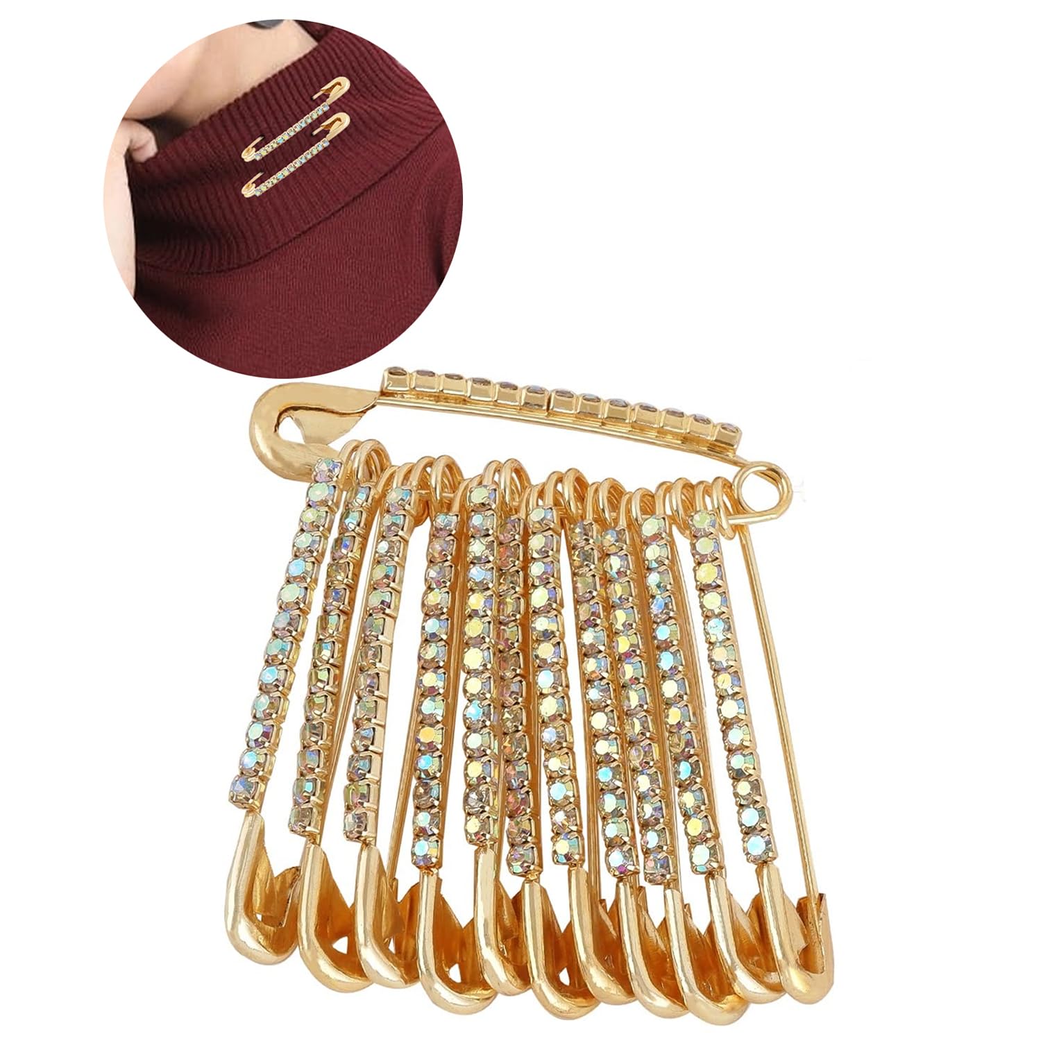 THANU'S CRAFT Crystal stone Safety saree pin dupatta chunri scarfs sari Brooch pins for women 2