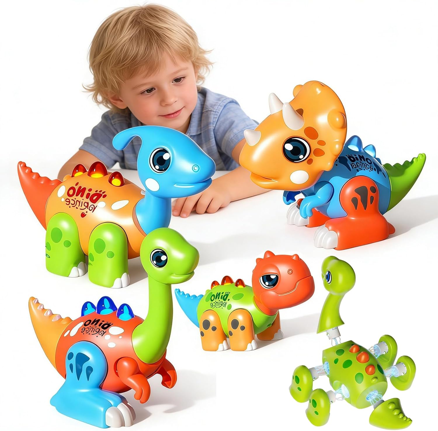 Assembly Dinosaur Toy Set for Kids Ages 3-5, Magnetic Dino Toys with Lights & Sounds, Take Apart Dinosaur Building Set, Creative STEM Educational Gift for Boys Girls