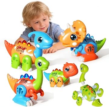 Assembly Dinosaur Toy Set for Kids Ages 3-5, Magnetic Dino Toys with Lights & Sounds, Take Apart Dinosaur Building Set, Creative STEM Educational Gift for Boys Girls
