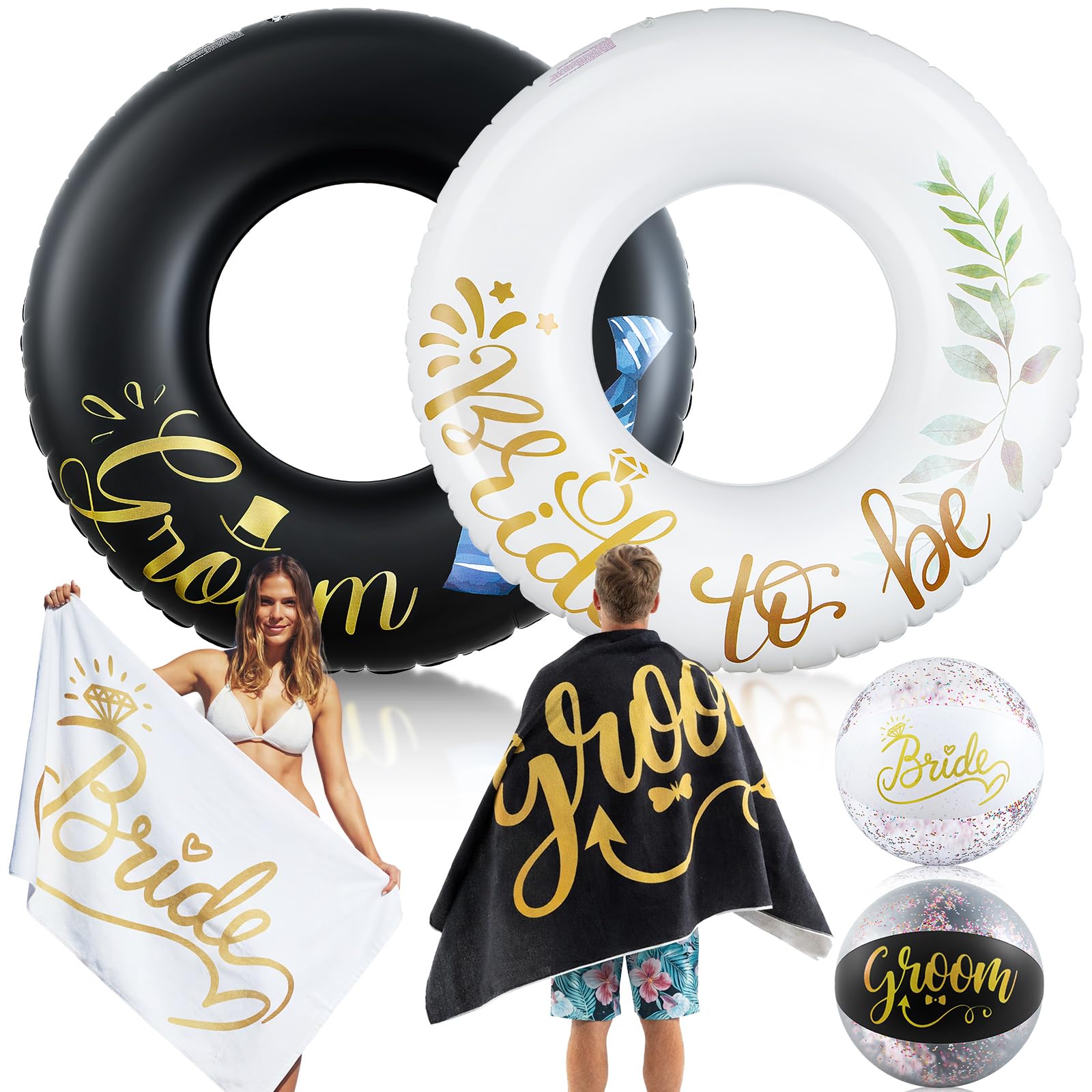 Relaxgiant Wedding Pool Floats Kit, 6 Pcs, Bride and Groom, Bachelorette
