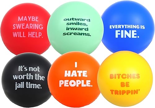 Needzo Surtido de bolas antiestrés, Everything is Fine, I Hate People, Outward Smiles Inward Screams, divertidos regalos de broma para compañeros de
