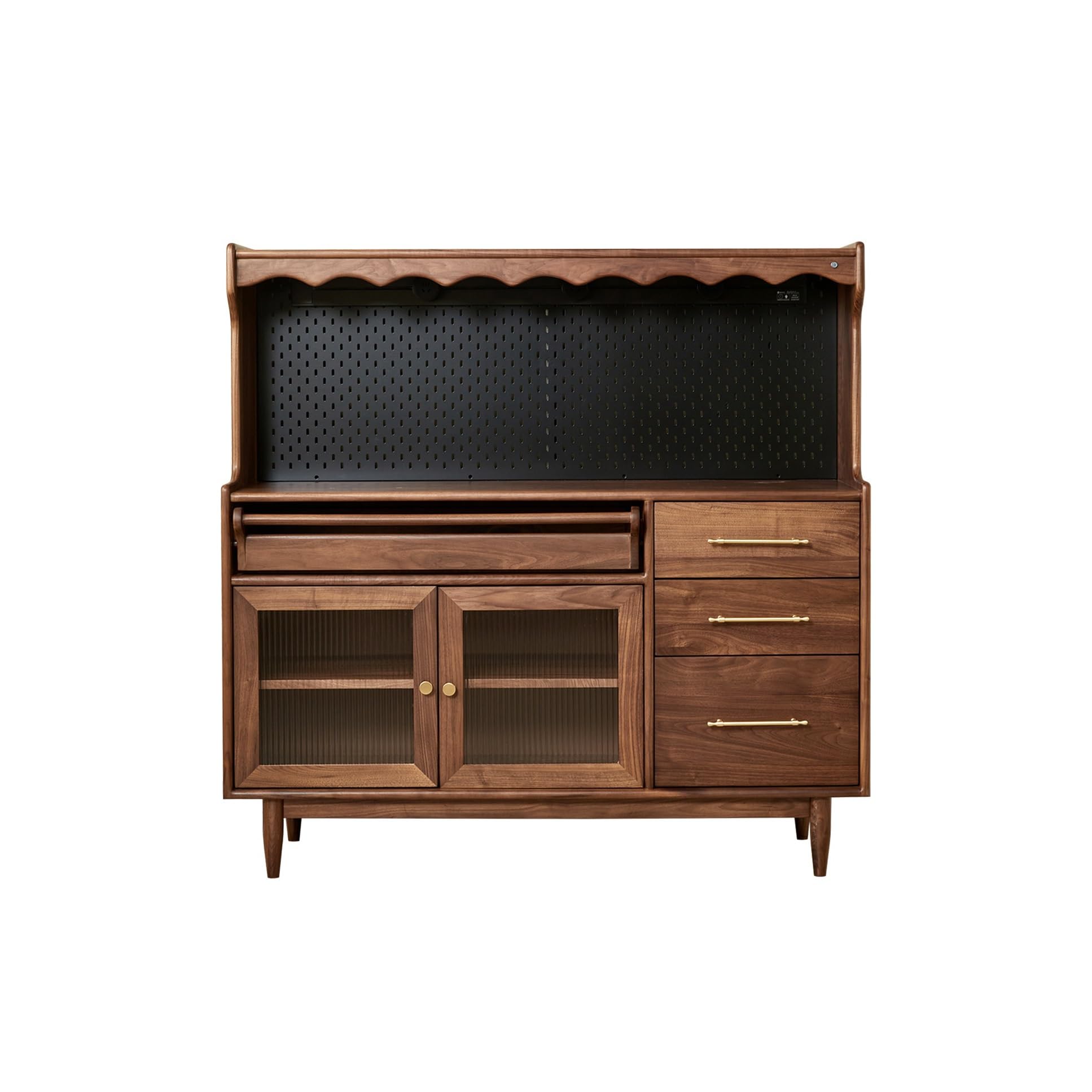 Armadio a buffet Credenza in noce nera per bar ristorante, caffetteria, armadio portaoggetti in stile giapponese, soggiorno, ingresso, corridoio, credenza per mobili decorativi (120 x 45 x 140 cm)
