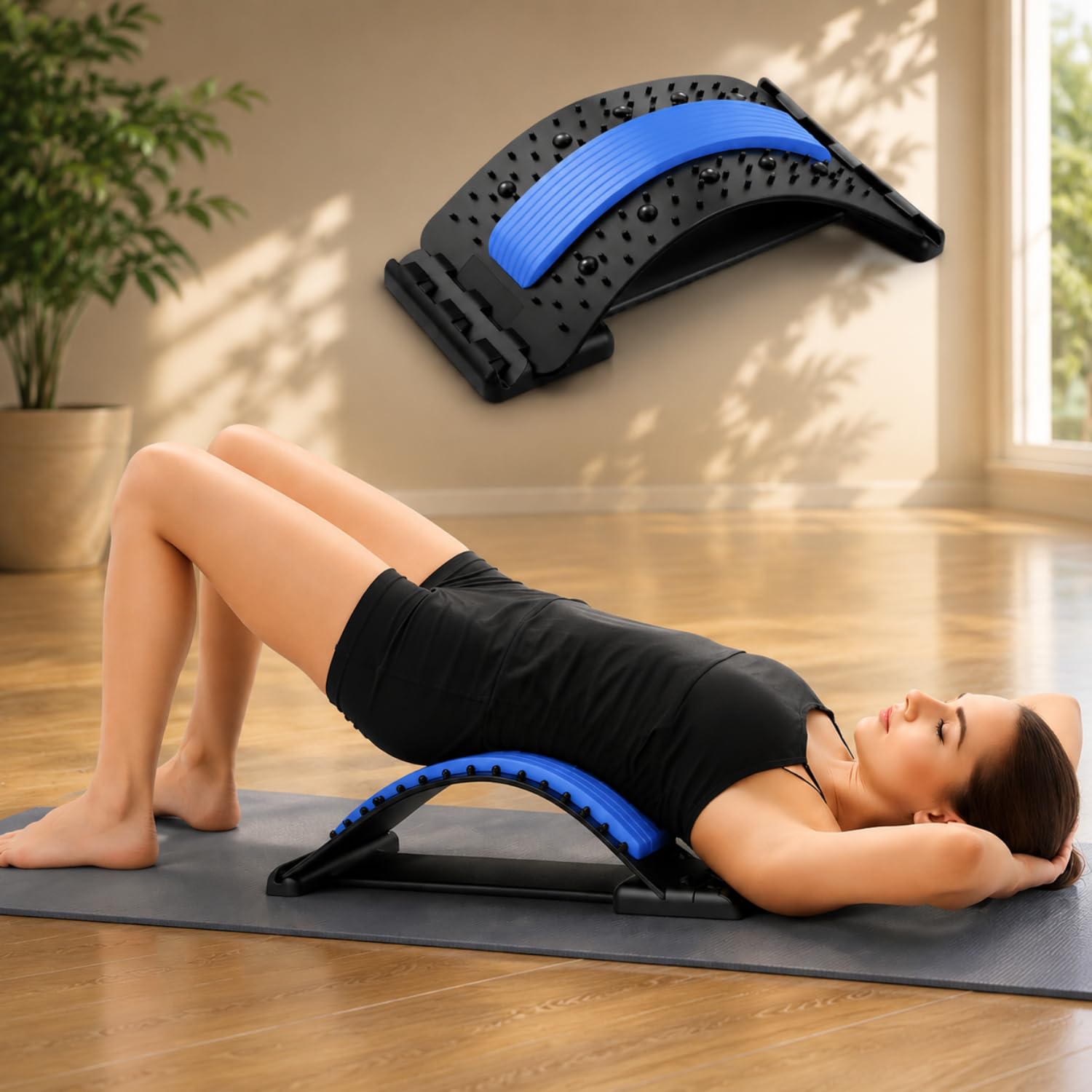 CivièRe Lombaire De Massage Par Acupuncture Et ThéRapie MagnéTique, Masseurs Pour Le Dos, Correcteur De Posture Et Support Lombaire 3 Niveaux (Bleu)