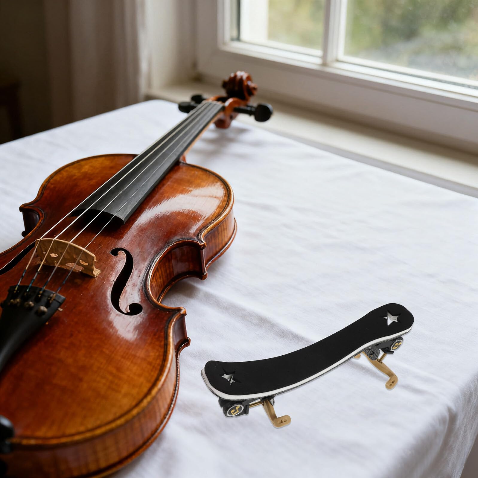 TOYANDONA Poggiaspalla per Violino 3/4-4/4 in Lega di Alluminio Leggera Cuscinetto in Schiuma Regolabile, Piedini in Gomma Antiscivolo, Supporto Ergonomico per Musicisti Principianti