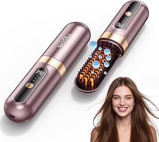 Cordless Hair Straightener Brush, Ionic & Anti-Frizz, Ceramic Tourmaline MCH Fast Heating, Anti-Scald, 4000mAh Type-C Fast Charging, Portable Hot Comb for Women