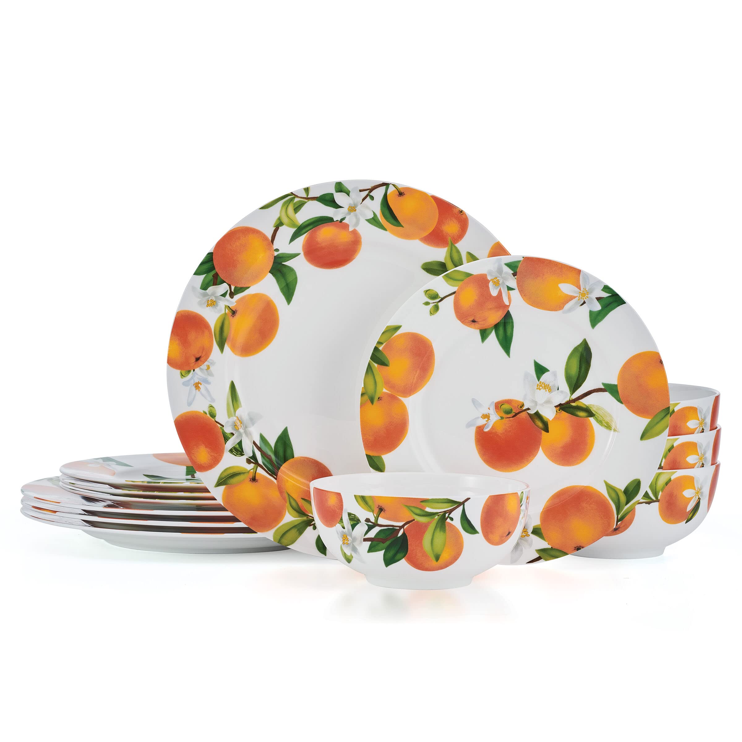 Mikasa Mandarin Bone China Lightweight Chip Resistant 12 Piece Dinnerware Set, Service for 4