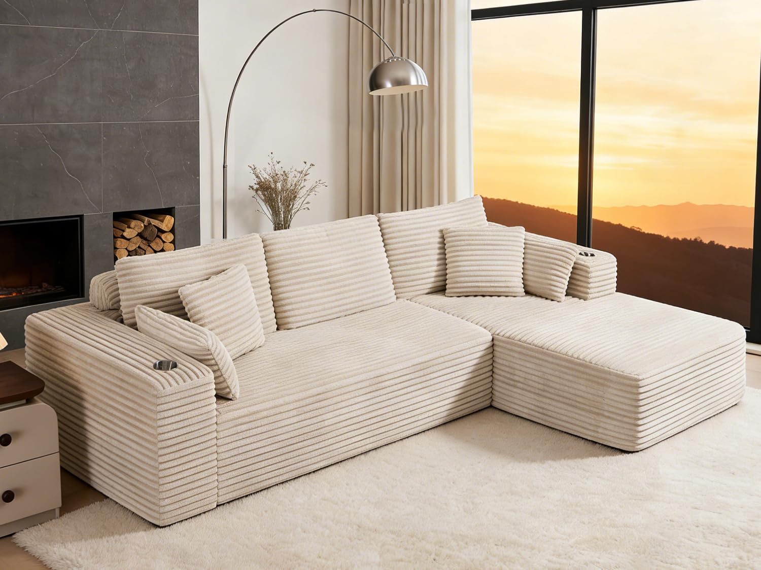 102″ L-Shaped Cloud Sectional Sofa with Chaise, Boneless