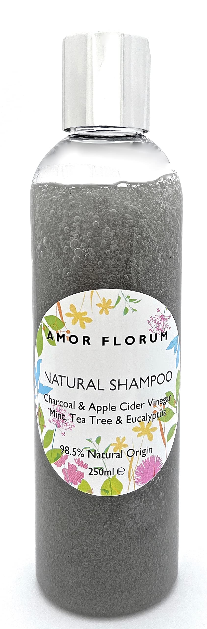 Clarifying Shampoo - 98.5% Natural - Charcoal, Apple Cider Vinegar, Mint, Tea Tree, Eucalyptus. No Sulfates/Parabens. pH 5.5, Sensitive Skin. 250ml
