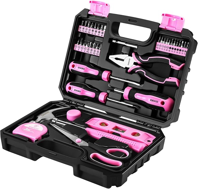 Pink Tool Kit: DEKOPRO Pink Tool Kit: Tool Set for Women Ladies, Home Tool Kit Set, DIY & Tools, Tool Kits for Home, Hand Tool Kits for Women, 42 Pieces