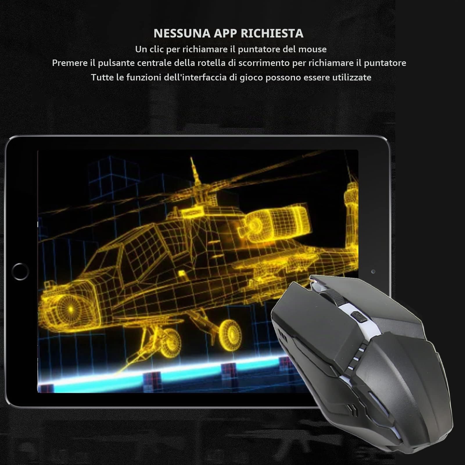 Combo Tastiera e Mouse da Gioco a Mezza Mano, Convertitore Mouse Tastiera Meccanica da Gioco 4 in 1, Tastiera Retroilluminata a LED a 39 Tasti Cablata per Android, Harmony, IOS da