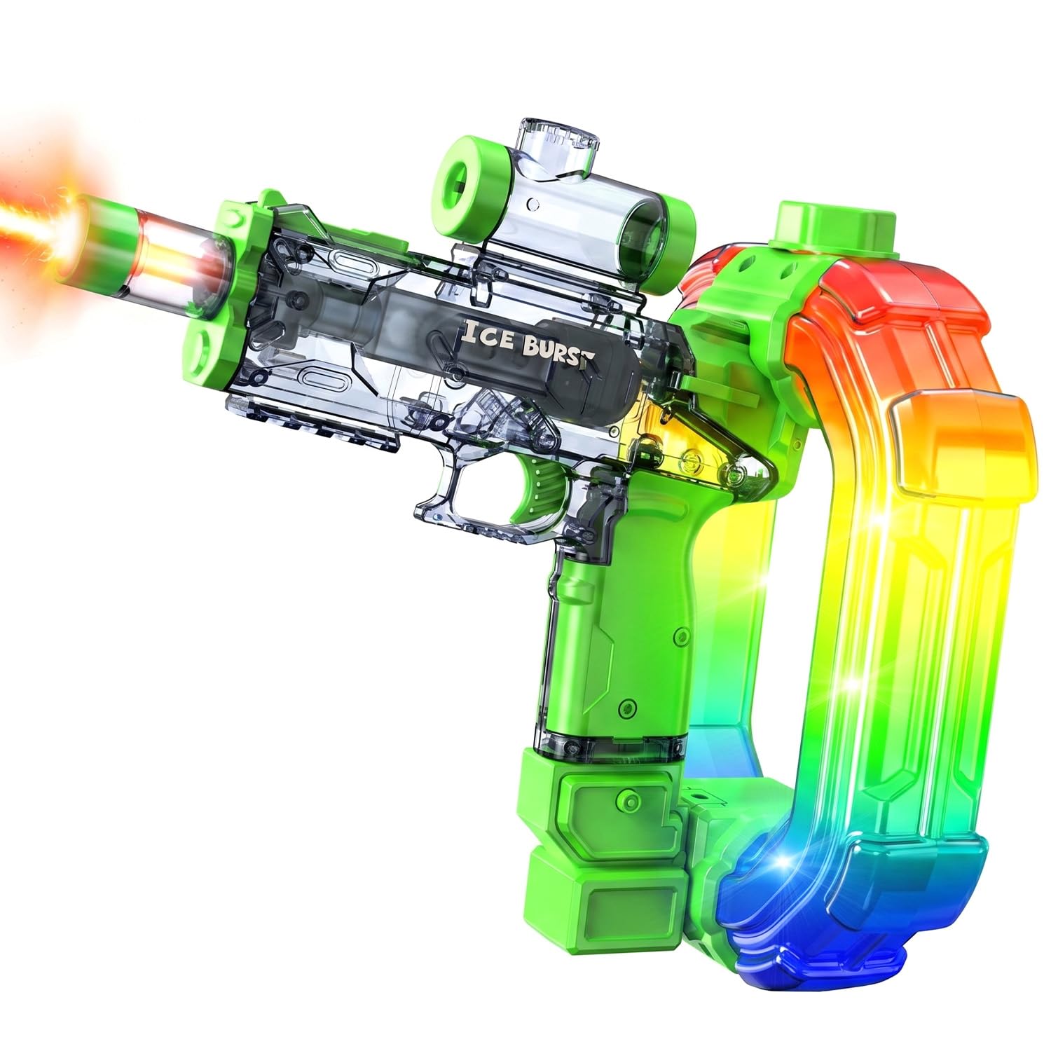 Electric Water Gun for Kids Teens and Adults, Rechargeable Squirt Gun with LED Lights & Sound, 750ML Water Blaster, Up to 33FT, Pool Beach Summer Toy (Green)