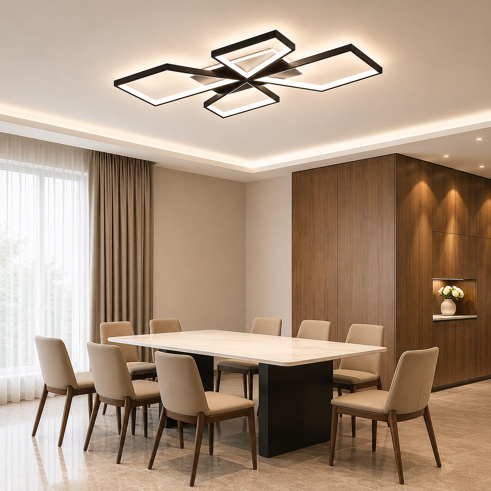 OTREN LED Deckenleuchte Wohnzimmer mit Fernbedienung und APP, 78CM 72W | Geometrische Deckenlampe Dimmbar mit Fernbedienung 3000K–6500K, Moderne Wohnzimmerlampe für Esszimmer & Schlafzimmer