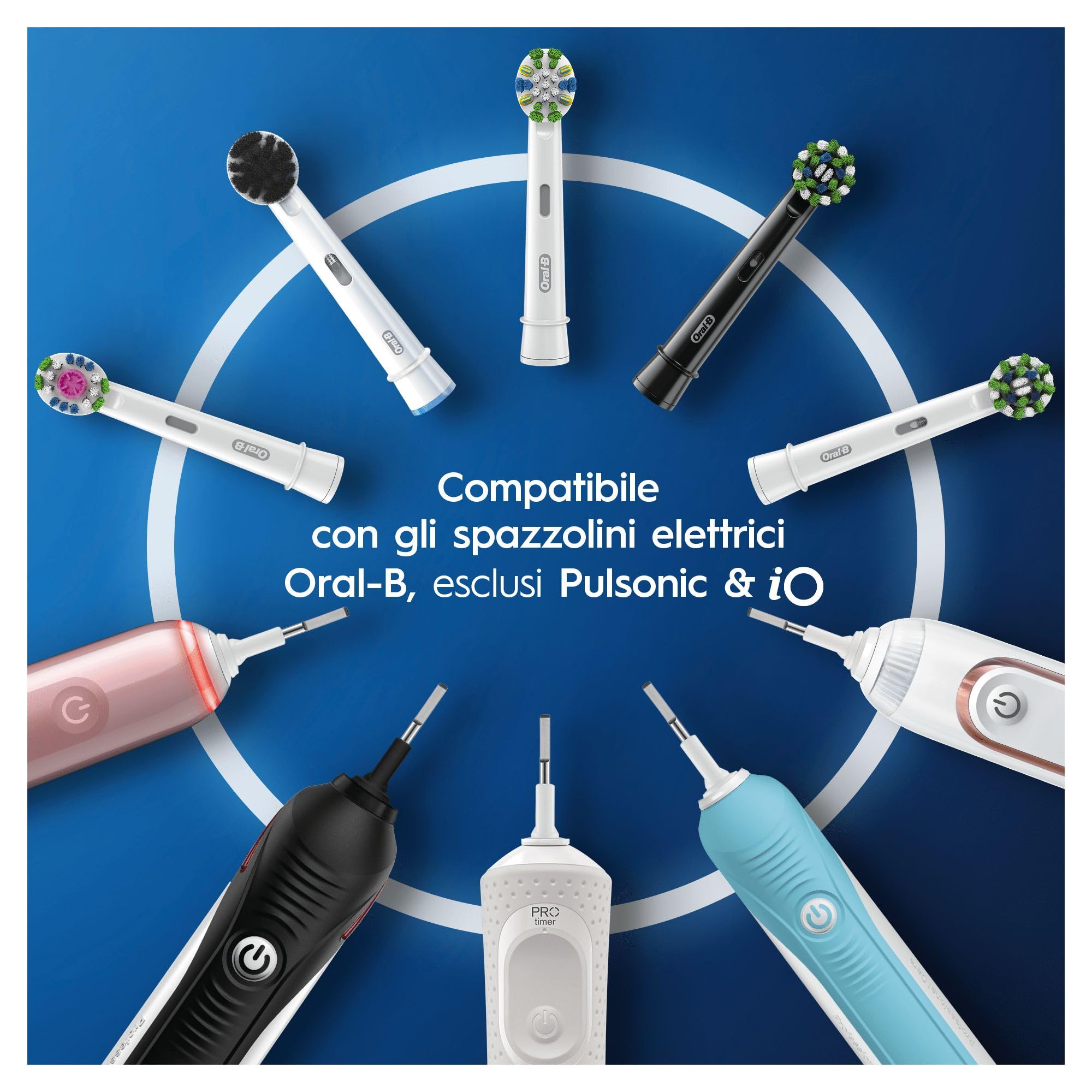 Oral-B Testine di Ricambio Pure Clean, Bianche, 8 Ricambi | 8 Testine di Ricambio per Spazzolino Elettrico, Rotonde Originali