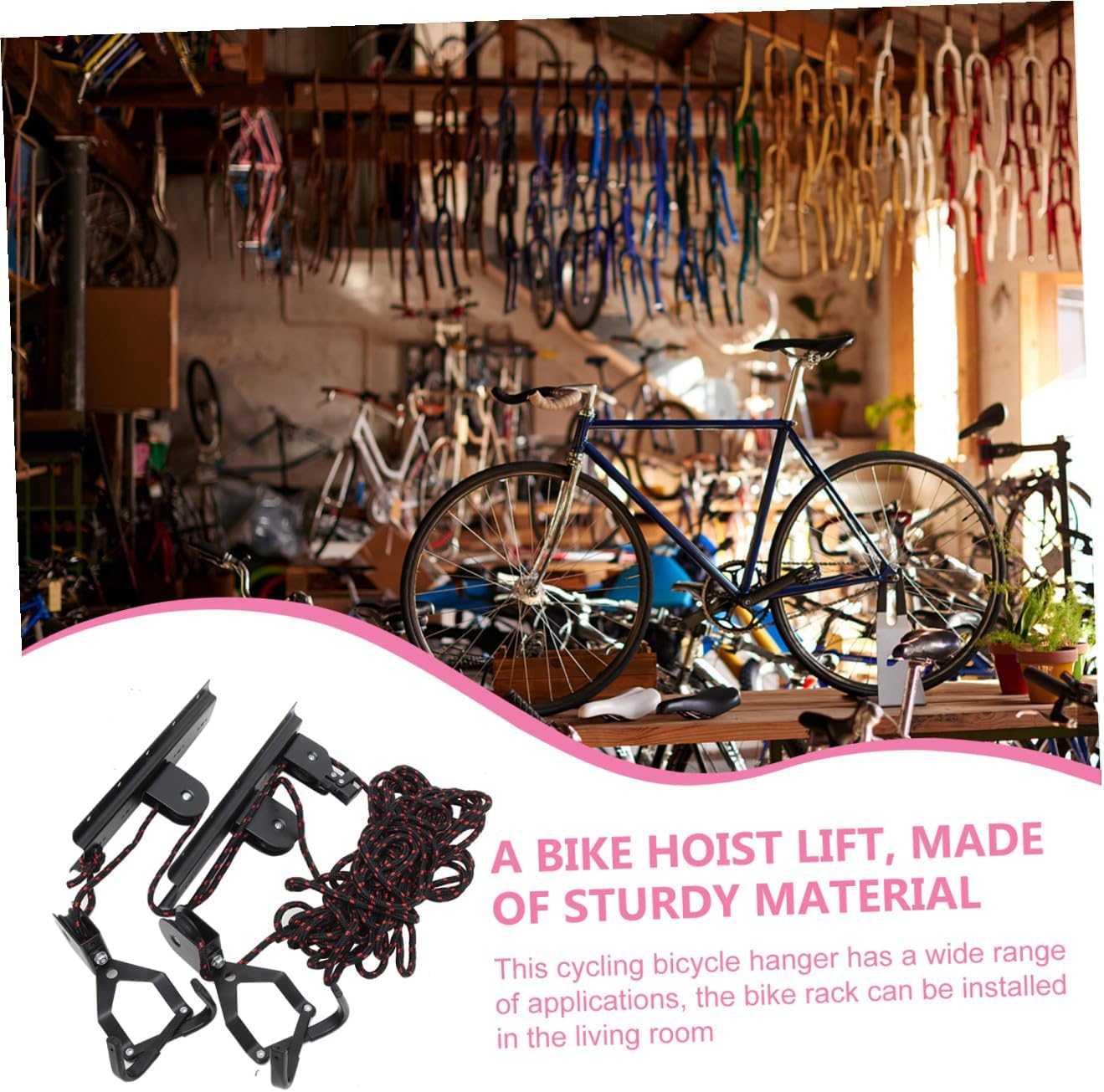 Heavy Duty Ceiling Mount Bike Rack Bicycle Hanger Indoor Garage Bike Storage Rack with Wall Mount Hooks Random Color