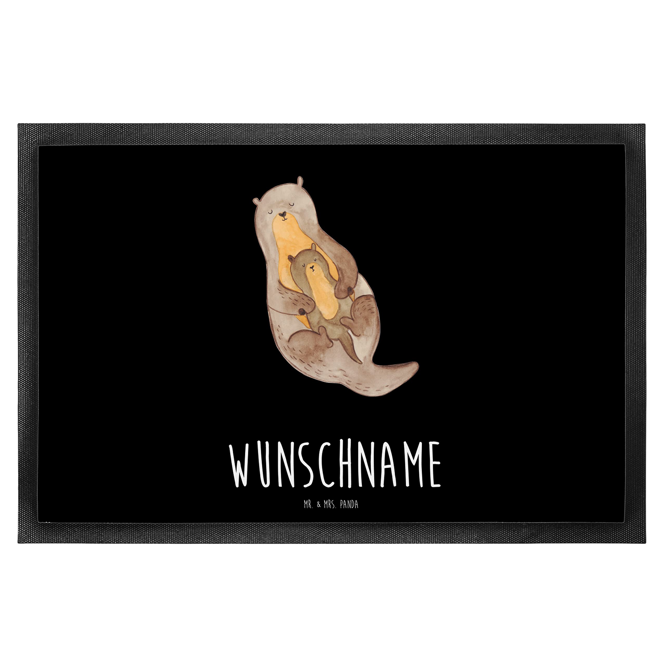 Mr. & Mrs. Panda Fussmatte personalisiert Otter Kind 40 x 60 cm - Personalisierte Geschenke, Geburt, mit Namen, Fußmatte, Familie, Mutter, personalisierbar, Baby, Mama