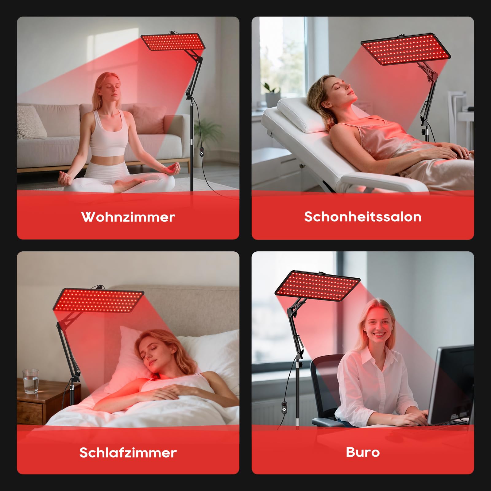Morfone Lámpara de Luz Roja Cuerpo y el Rostro, Lámpara Infrarroja con Tres Longitudes de Onda (660 nm, 850 nm, 940 nm) Panel Luz Infrarroja con Gafas Protectoras, No Produce Calor (Negro, M) | Lámpara infrarroja sin calor para cuerpo completo y cara, 5 n