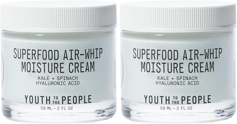 Youth To The People Superfood Air-Whip Face Moisturizer - Lightweight Cream | Hyaluronic Acid Facial Cream - Up to 48H Hydration, Strengthen Skin Barrier, Smooth Fine Lines + Plump Skin, Non-comedogenic