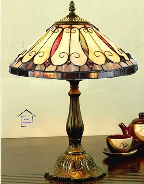 BELOFAY Tiffany Lamps, Stained Glass Handmade Tiffany Vintage Bedside Table Lamps for Living Room, Bedroom, and Lounge (12 Inches, Tiffany Style Lamp)