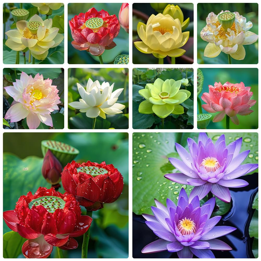 60pcs Mix Bonsai Lotus Seeds for Planting in Water Bowl Lotus Seed Water Lilys Flower Plant for Ponds and Gardens