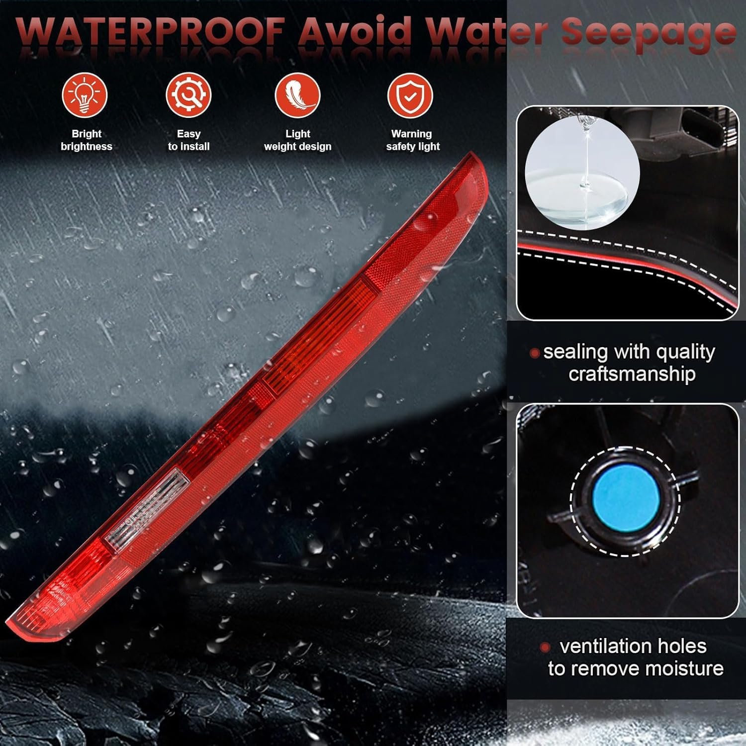 Right Bumper Tail lights Assembly Rear Reflector Compatible with 2016-2022 Audi Q7 OE Style Fog Light Replacement for 4M0945096A - Image 6